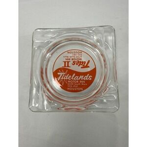 Vintage Tidelands Motor Inn Ashtray Houston Texas Glass Collectible‎ Retro MCM